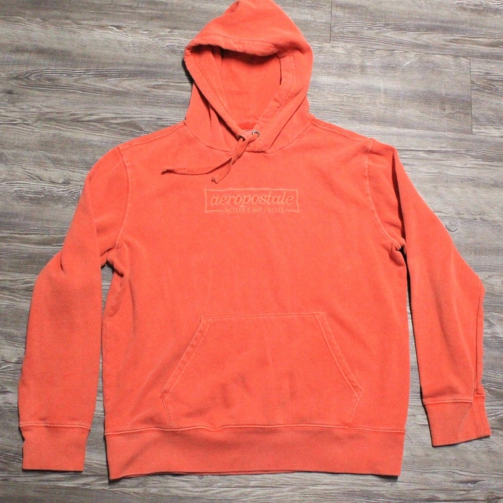 Aeropostale Nineteen Eighty Seven Orange Pullover Hoodie Sweatshirt Medium